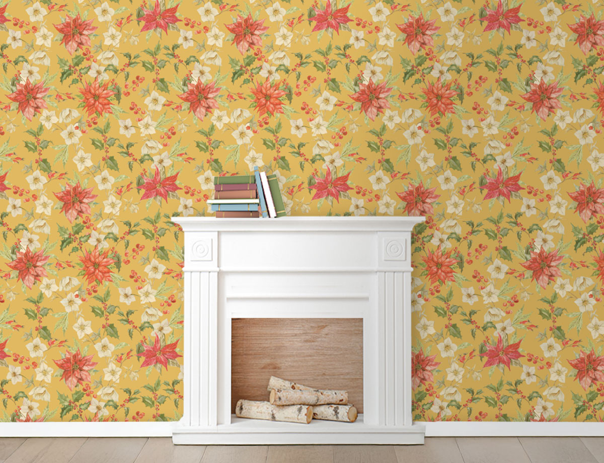 Gold Poinsettia Wallpaper Collection 1-12 (Printable Download)